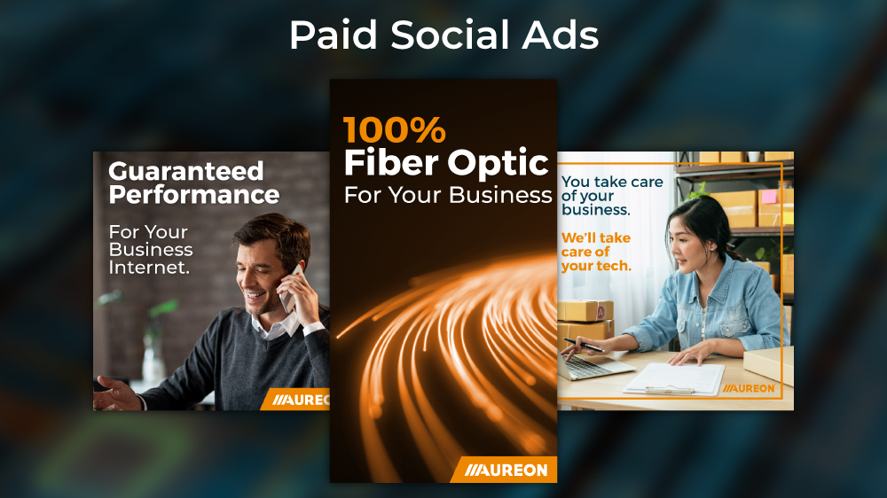 Aureon paid social ad campaign — fiber optic and business services