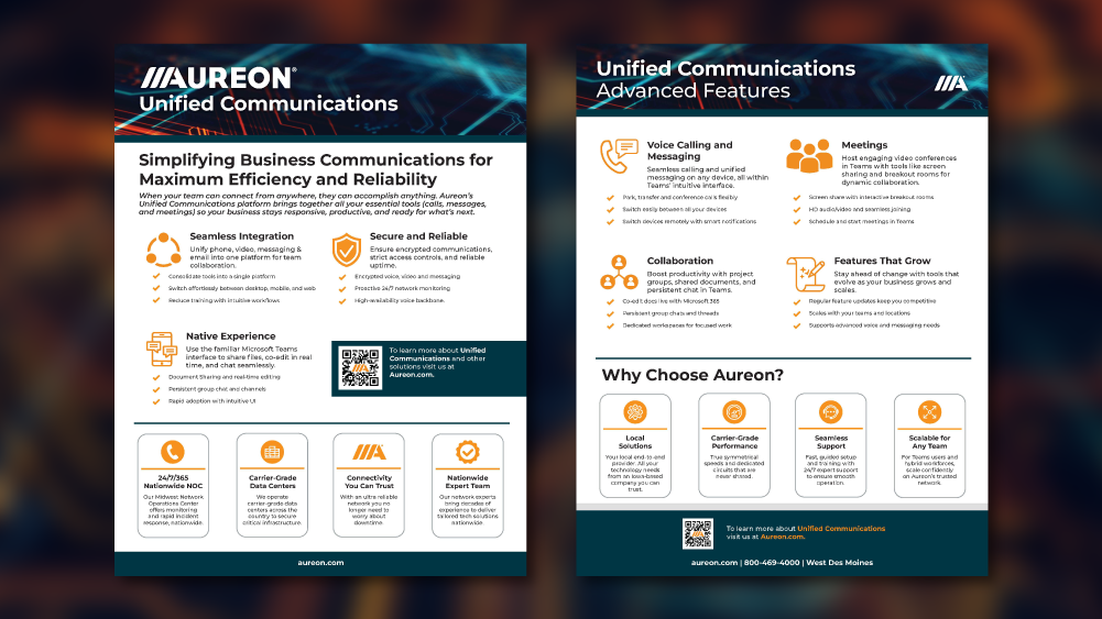 Aureon Unified Communications sell sheet